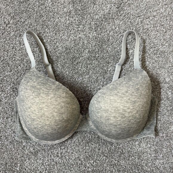 PINK Victoria's Secret Bra Womens 36D Gray Wear Everywhere Push-Up Underwire - Picture 1 of 13
